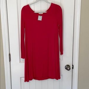 Coral, long sleeve tshirt dress